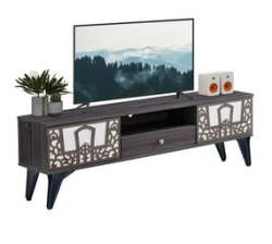 Tv Stand Media Console Table With 3 Storage Drawers - Grey Mist