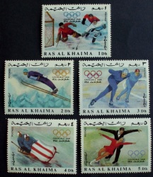 Stamp Set Ras Al Khaima Uae 1968 Winter Olympics Mint