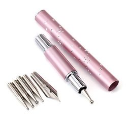 For Salon Manicure Diy -fenleo Nail Art Drawing Pen With Metallic Head 5 Dotting Tip
