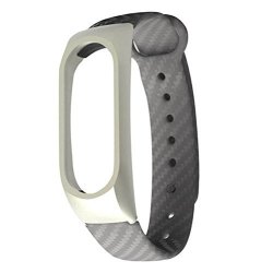 Ukcoco Protective Shell Carbon Fibre Replacement Strap Wristbands For Xiaomi Mi Band 2 Grey