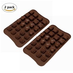 BoomTeck 24-CAVITY MINI Silicone Heart flower gift Box Shape Cake Molds Pans Chocolate Soap Cake Bread Jelly Candy Decorating Baking Mould Non Stick Flexible Silicone Diy Ice