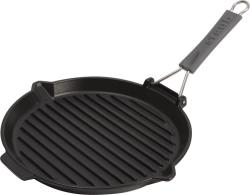 Staub - Round Cast Iron Grill Pan With Foldable Handle - 27CM