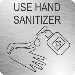 Hand Sanitizer Safety Sign 210 X 210MM - Brushed Acp