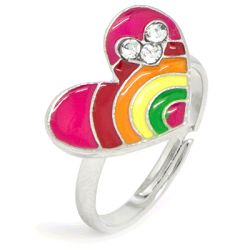 Heart Shaped Rainbow Ring - Adjustable
