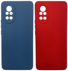 Red And Teal Liquid Silicone Cover For Huawei Nova 8 - 2 Pack