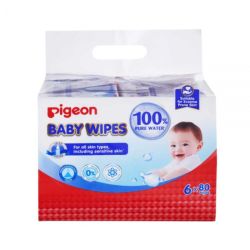 Baby Wipes With 100% Water 6 X 80& 39 S Wipe Refill Packs