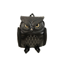 Owl Stylish Cool Black Pu Leather Women Bags - Black