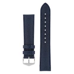 Rainbow Lizard Embossed Leather Watch Strap In Blue - 16MM Silver