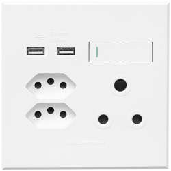 Single Rsa Double V-slim Double USB Socket Wt 100MMX100MM