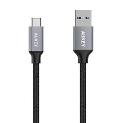 Aukey USB C Cable 3FT Type C To USB 3.0 Fast Charging Cable Braided For Samsung Galaxy Note 8 S8 S8+ LG G5 G6