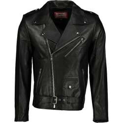 Men's Black Super Biker 100% Napa Leather Jacket- - 3XL