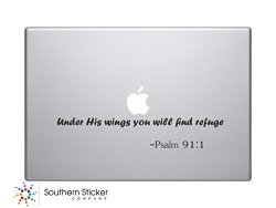 Under His Wings You Will Find Refuge Psalm 91:1 Text Bible Verse Vinyl Car Sticker Silhouette Keypad Track Pad Decal Laptop Skin Ipad Macbook
