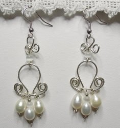 Handcrafted Filligree Silver And Natural Water Pearl Dangle Earrings