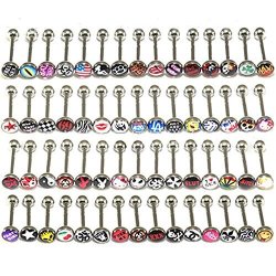 LOT Coolrunner Surgical Steel Metal Tongue Rings Barbells Funny Nasty Wordings Picture Logo Signs 14g - Length 5 8 Or 16mm 20