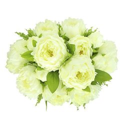 Hilingo Artificial Silk Spring Peony For Wedding Home Decoration Pack Of 2 White