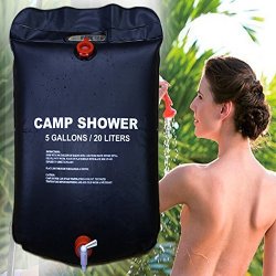 Alientech Portable Solar Shower Bag Camp Water Shower Outdoor Camping Energy Heated Shower Pvc Water Bag 20L 5 Gallons