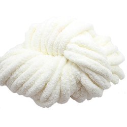 Cream White Diy Chenille Yarn 100% Polyester Vegan Super Chunky Yarn Jumbo Yarn Chunky Blanket Yarn Super Chunky Chenille Yarn 500G 1.1LBS For Hand Crochet Blanket