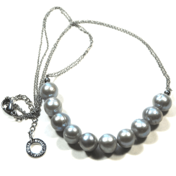Atenea Handmade Silver Grey Freshwater Pearl Minimalistic Necklace Pearls 9-10mm
