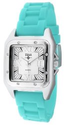 Trax Women's TR5132-WTQ Posh Square Turquoise Rubber White Dial Watch