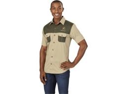 Mens Short Sleeve Serengeti 2-TONE Bush Shirt - 3XL Military Green