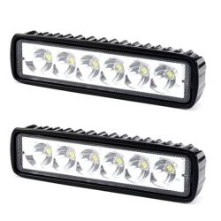 2 Pcs Spot LED Work Light Bar 6 Inch 18W Beam Slim Driving Lamp Fog Lights