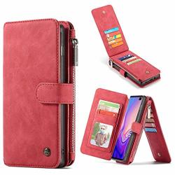 Exteren For Samsung S10 6.1 Inch Magnetic Adsorption Metal Bumper Glass Case Cover Red