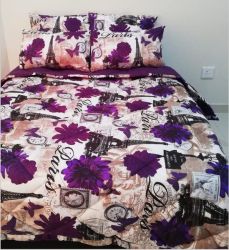 5 Piece Purple Paris Quilted Comforter Set