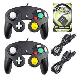 Areme 2 Packs Game Cube Controllers With 2 Extension Cables And 128MB Memory Card For Nintendo Wii Gamecube Gc Console B
