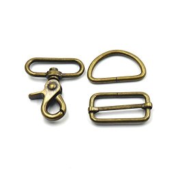2 Sets Swivel Snap Hook 1.5" 38MM Clips Buckles Triglides D Ring Strap Bronze