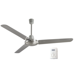 Bright Star Lighting - Silver Industrial Ceiling Fan With Metal Blades