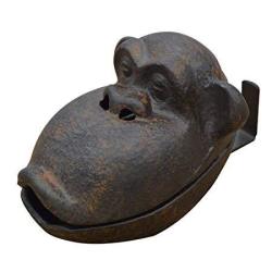 Ozzptuu Cast Iron Retro Creative Orangutan Cigar Ashtray Funny Cigarette Ash Tray Sculpture For Home Decor Black