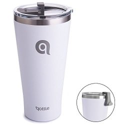 Qottle 30OZ Double Wall Vacuum Insulated Tumbler - Stainless Steel Travel Cup With Lid For Outdoor Camping Hiking Picnic-white