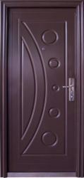 Entry Door High Security Steel With Frame Prehung Half Moon Powder Coated Brown Right Hand Opening OPEN-IN-W860XH2050MM