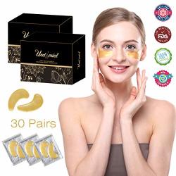 Undomiel Honeycomb Anti-aging Collagen Eye Mask Family Pack Nano Active Gold With Anti-wrinkle Treatment For Dark Circles nasolabial Folds edema 2 Boxes 30 Pairs 24K-GOLD
