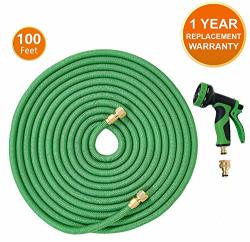Ansio Garden Hose Pipe Expandable Water Hose 100 FT 30M With Brass Connectors 9 Function Spray Flexible Anti-kink For Home Garden Patio And Car Cleaning