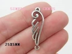 Antique Silver Angel WINGS-CONNECTOR-25X5MM