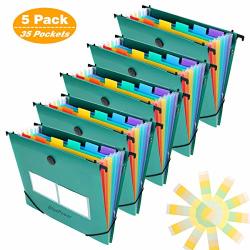 35 Pocket Plastic Hanging File Folders A4 LETTER Size Bluepower Accordian File Organizer expanding File Folder For Filing Cabinet Accordion Document Expandable File Box Colored Labels Green