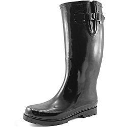 Women's Puddles Rain And Snow Boot Multi Color Mid Calf Knee High Rainboots Black 7 B M Us