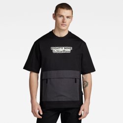 Men&apos S Fabric Mix Boxy Black T-Shirt