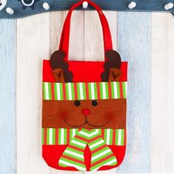 Christmas Dinner Table Decoration Santa Gift Bag Moose Pattern Non-woven Fabric Small Gifts Handbags