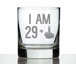 29 + 1 Middle Finger - Funny 30TH Birthday Whiskey Rocks Glass Gifts For Men & Women Turning 30 - Fun Whisky Drinking Tumbler
