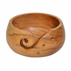 Kitchen Supplier Wooden Yarn Bowl Holder Premium Quality Acacia Wood - Knitting Bowl With Holes Storage - Size - 3 Inch X 6 Inch