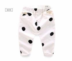 Budingxiong Boys Lovely Polka Dots Elastic Pants - White 24M