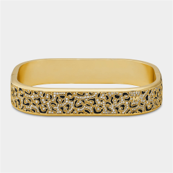 Metallic Muse Collection Gold Plated Cheetah Print Cubic Zirconia Bangle