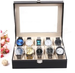 10 Grid Pu Watch Display Collection Case Box Jewellery Storage Organizer
