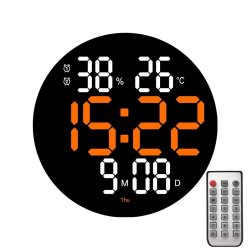 10-INCH LED Digital Wall Clock 2-COLOR Large Screen Electronic Clock With Temperature Display Orange
