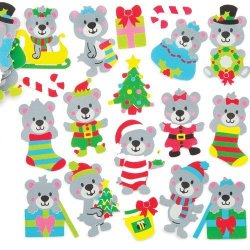 Baker Ross Christmas Teddy Bear Foam Stickers Perfect For Xmas Children's Arts Crafts And Decorating For Boys And Girls Pack Of 120