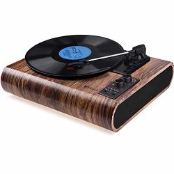 Natural Wood Portable LP Vinyl Player Record Player RCA Jack Popsky Vintage Turntable 3-Speed Bluetooth Record Player with Speaker 
