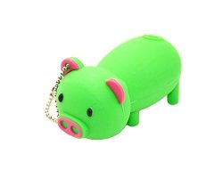 Febniscte Cartoon 16GB USB 2.0 Flash Drive - Green Piggy Pig Thumb Drive