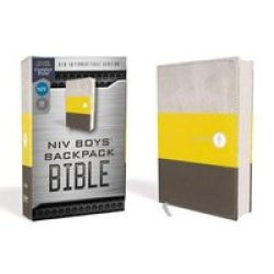 Niv Boys& 39 Backpack Bible Compact Leathersoft Yellow gray Red Letter Edition Comfort Print Leather Fine Binding